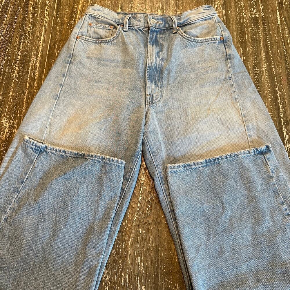MOTHER The Full-Pipe Flood Jeans Back Pedal Wide Barrel Leg Size 27 High Rise